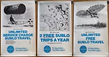 1970 Vintage PAN AM AIRLINES Sublo Travel THREE Poster Lot 15 x 24