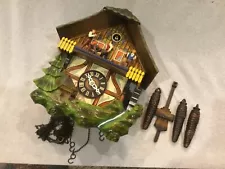 Vintage German E. Schmeckenbecher Black Forest Cuckoo Clock With musical sawmill