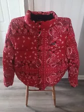 Mens Levi's Red Paisley Bandana Puffer Jacket Coat size XXL .