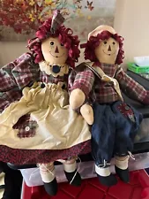 Raggedy Ann & Andy❤️ Detailed Handmade Cloth 20” Dolls, Vintage, Classic outfits