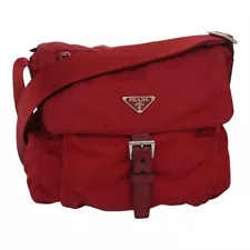 PRADA Shoulder Bag Nylon Red Auth 83692