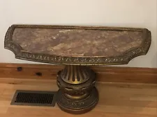 DemiLune Italian Architectural Gilt Column Console Table Window Flushed Plant