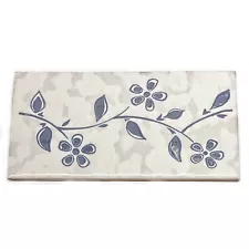 Set of 6 Decorative Ceramic Tile Blue Floral Flower Made Italy 7 7/8 x4" Vintage