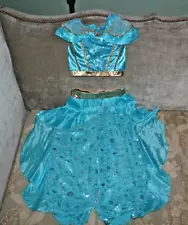 Disney Deluxe Fancy Princess Jasmine Costume Size 5/6 Turquoise Gold 2 Piece