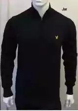 LYLE & SCOTT LONG SLEEVE SWEATER ZIP JUMPER FOR MEN-BLACK-S_HUGE SALE-AUC