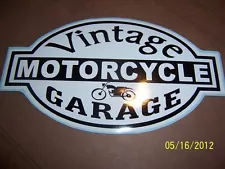 FOR SALE: 4"X 7" VINTAGE MOTORCYCLE GARAGE (Black & White) Vinyl STICKER