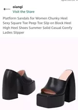 Platform Sandals for Women Chunky Heel Sexy Square Toe Peep Toe Slip on Block...