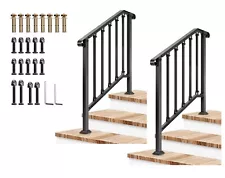 VIVOSUN 2 Pack Handrails for 2-3 Step Wrought Iron Stair Railing 0-37° Adjustabl