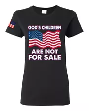 Gods Children Are Not For Sale Wavy American Flag Women Graphic Shirt