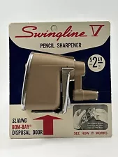 Vintage 1960s Swingline V Pencil Sharpener Tan Chrome Multi Position Mount New