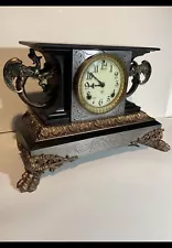 Antique Ansonia Mantle 8-day Clock, Cast Iron - Steel. Heavy!