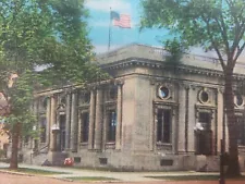 C 1920 American Flag Flies Over Post Office Evanston IL Antique Postcard