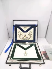 Vintage Pair Of Masonic Mason Aprons W/ Case Melrose Lodge