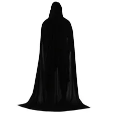 Halloween Adult Witch Cloak Hooded Cape Robe Velvet Vampire Cosplay Costume USA