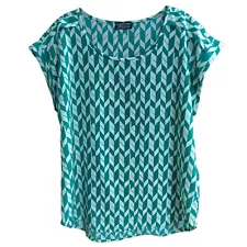 Papermoon for Stitch Fix Green Chevron Cap Sleeve Career Top L Large