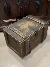 Antique Wood Captain Kid Treasure Chest Toy Box