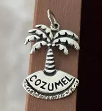 925 Sterling Silver ~ Vintage Cozumel Palm Tree Island Pendant 4.7g