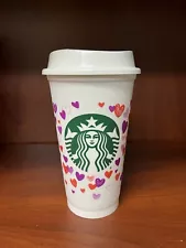 Starbucks Reusable Cup Hot Valentines Day 2022 Hearts Pink Purple 16oz