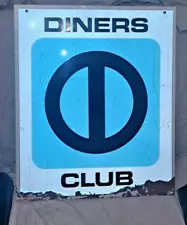 Vintage steel DINERS CLUB sign double sided steel 20x24 rust