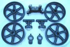 ANTIQUE HIT MISS GAS ENGINE CAST IRON CART TRUCK PARTS SET SIX SPOKE WHEELS