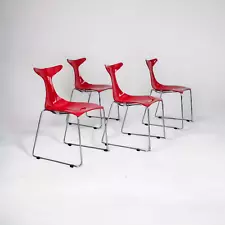 1990s, Italian design by Gino Carollo, set of 4 chairs, model "Delfy", original.