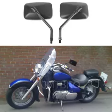 For Suzuki Intruder 800 1500 Black Rectangle Motorcycle Rearview Side Mirrors (For: Suzuki Intruder 1500)