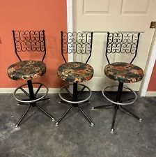 3 Arthur Umanoff Granada Swivel Bar Stools, Wrought Iron Chair, Mid Century