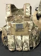 Multicam Tactical Vest Plate Carrier With Plates- 2 8x10 curved Plates