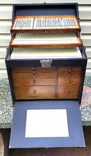 New ListingGerstner Chest Oak Wood 13 Drawer Machinist Dental Chest Many Tools Real Teeth