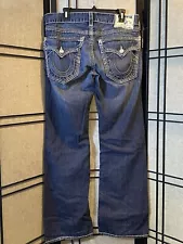 True Religion Boot Cut Size 34 Men’s Jeans 112790 Dark Denim White Stitch