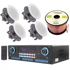 Home Theater System - 2000 W Bluetooth Amplifier w/ 4 QTY 5.25" Ceiling Speakers