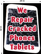 WE REPAIR CRACKED PHONE TABLET (CHOOSE YOUR SIZE) PERF WINDOW VINYL DECAL NEW