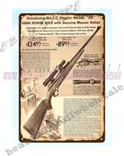 1950s rifle JC Higgins Model 50 metal tin sign home decor wall hanging