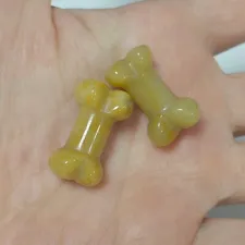 1inch Mini Dog Bone Crystal Statue Figurine Natural Yellow Jade Stone Crafts 2pc