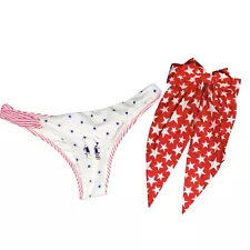 Victorias Secret Fourth Of July Bikini Bottom Red White Olympics Earrings Bow S