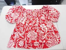 KNOX ROSE red white floral off-shoulder blouse NWT 2XL