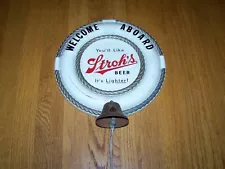 1961 STROH'S BEER "WELCOME ABOARD" LIFE PRESERVER WITH BELL PROMO SIGN USA MADE