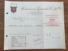 Vintage 1920s UNDERWOOD TYPEWRITERS Sales Receipt Bristol