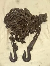 5/16" x 12’ Log Chain with 2 Permanent Hooks ~ No Quick Links ~ Solid