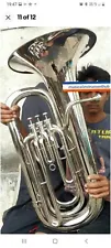 TUBA EB FLAT OF PURE BRASS IN SILVER CHROME POLISH+HARD CASE+ FREE SHIP+ MOUTHPC