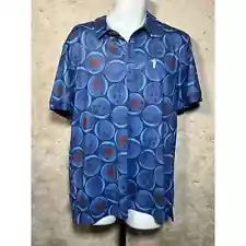 William Murray Golf Polo “Kingpin” Bowling Ball Roses Pattern Sz. Large