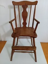 Antique Baby Infant Wooden Oak High Chair Needs TLC No Tray