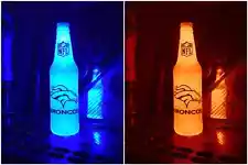 NFL Denver Broncos Football 12 oz Beer Bottle Light LED Bar Man sign tickets