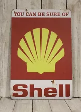 Shell Gas Stations Tin Metal Sign Vintage Rustic Style Man Cave Garage Mechanic