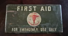 Antique US Army World War 2 First Aid Kit Rare Full Metal Case