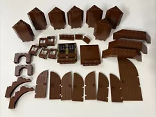 LEGO OLD BROWN LOT 32 PCS WALL DOOR WINDOW ARCH VARIETY BUILDING PIECES