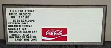 Vintage Ridan Coca-Cola Plastic Restaurant Menu Board 50" X 20" with Letters