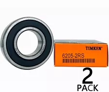 2PACK TIMKEN 6205-2RS 25X52X15MM Double Rubber Seal Bearings