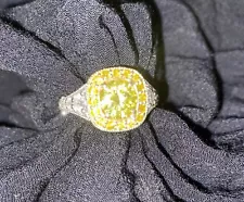 2 Carat Yellow Canary Diamond W/2carats Surrounding Diamonds