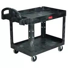 Rubbermaid Commercial Fg452088bla Plastic Utility Cart With Deep Lipped Plastic